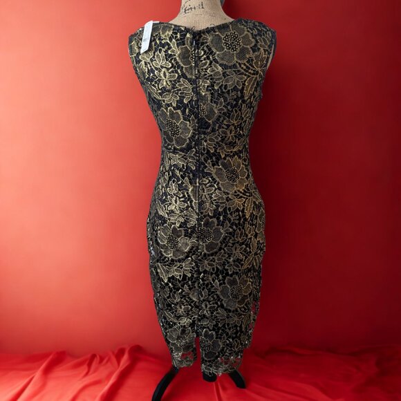 New York & Company Black & Gold Lace Sheath Dress - Picture 2 of 5
